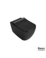 Λεκάνη Κρεμαστή MIZO/51,5 Rimless με κάλυμμα Slim Soft Close MS36SC, Bianco Ceramica Black Matt 361600SC-401