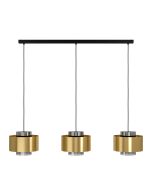 Κρεμαστό Φωτιστικό Τρίφωτο Ράγα 128x28xH150cm 3xE27 Μαύρο-Χρυσό-Γυαλί Eglo Duglia 390067