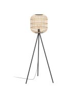 Φωτιστικό Επιδαπέζιο Τρίποδο Ø820xH1390mm Αμπαζούρ Ø3500mm 1xE27 Ξύλο-Μαύρο Eglo Bordesley 43219