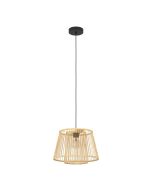 Φωτιστικό Κρεμαστό Ø380xH1100mm 1xE27 Μπαμπού-Μαύρο Eglo Hykeham 43852