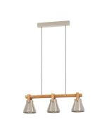 Φωτιστικό Κρεμαστό Τρίφωτο 3xE27 L760xΒ180xH1100mm Χάλυβας-Ξύλο Ρουστίκ Καφέ Eglo Cawton 43952