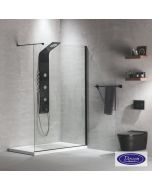 Διαχωριστικό κρύσταλλο ντουζιέρας IWIS Walk-in 100 h.220 ρυθμιζόμενo από 97 έως 99εκ., Devon Clean Glass Black Matt  IWH100C-400