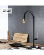 Μπαταρία Κουζίνας με Συρόμενο Ντους Black Matt-Gold Brushed Armando Vicario Tozo 48780-400201