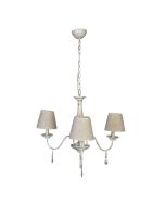 InLight Κρεμαστό φωτιστικό από λευκή πατίνα, κρύσταλλα και υφασμάτινο καπέλο 3XE14 D:55cm 5010-3