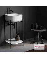 Έπιπλο μπάνιου Laila 2702-NROP με ράφι 2709-300 χωρίς νιπτήρα, Scarabeo  270209-NROP300