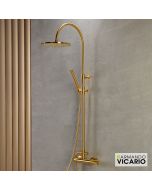 Μπαταρία Ντουζιέρας με Κεφαλή και Κολώνα ρυθμιζόμενου ύψους Industrial Vicario Brushed Gold 512065-201