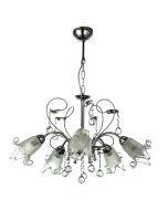 InLight Κρεμαστό φωτιστικό από χρώμιο μέταλλο κρύσταλλα και λευκό γυαλί 5XE14 D:60cm 5300-5-CH