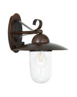 Απλίκα Επίτοιχη Εξ.χώρου IP44, 1*E27 Αντικέ Καφέ -Γυαλί Eglo Milton 83589