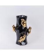 ΒΑΖΟ ΚΕΡΑΜΙΚΟ ΜΑΥΡΟ - ΧΡΥΣΟ 20x20x31cm Eurolamp 752-20407