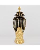 ΒΑΖΟ ΜΕ ΚΑΠΑΚΙ ΚΕΡΑΜΙΚΟ ΜΑΥΡΟ - ΧΡΥΣΟ 17x41cm Eurolamp 752-20116