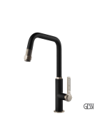 Μπαταρία Νεροχύτη Κουζίνας με Τηλέφωνο Ντους Officine Gessi Inox/Black Matt 60053-599