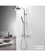 ΘερμοστατικήΜπαταρία Ντουζιέρας με Κεφαλή και Κολώνα μη ρυθμιζόμενου ύψους Thermo Round Eurorama Chrome 615066-100