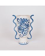 ΒΑΖΟ ΚΕΡΑΜΙΚΟ ΜΕ ΛΟΥΛΟΥΔΙΑ ΜΠΛΕ-ΛΕΥΚΟ 22.5x14x31cm Eurolamp 819-00371
