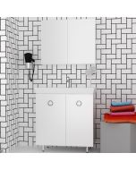 Orabella Vanity 80 Long - Έπιπλο Μπάνιου Επιδαπέδιο με πορσελάνινο νιπτήρα Ege και καθρέπτη ντουλάπι 70128-70105-60156