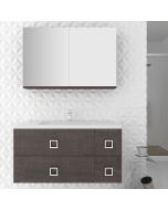 Orabella Mood 100 με μια Πόρτα και δύο Συρτάρια - Κρεμαστό Έπιπλο Μπάνιου με πορσελάνινο νιπτήρα Tecla και καθρέπτη ντουλάπι F60161-70142-70107-60161