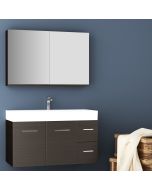 Orabella Amabile 100 με δύο Πόρτες και δύο Συρτάρια - Κρεμαστό Έπιπλο Μπάνιου με πορσελάνινο νιπτήρα Tecla και καθρέπτη ντουλάπι F60164-70147-70107-60164