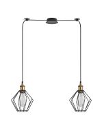 SE21-BR-10-BL2-GR1 MAGNUM Bronze Metal Pendant Black Metal Grid with Black Fabric Cable+ HOMELIGHTING 77-8706