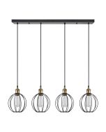SE21-BR-10-4BL-GR2 MAGNUM Bronze Metal Pendant Black Metal Grid with Black Fabric Cable+ HOMELIGHTING 77-8716