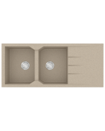 Νεροχύτης Κουζίνας 116x50cm Ένθετος Eρμάριο 80cm Δύο Γούρνες & Ποδιά Sanitec Ultra Granite 800-32-Sabbia