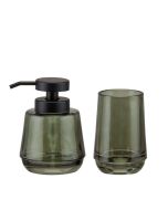 Mood green set δοχείο κρεμοσάπουνου 380 ml & ποτήρι οδοντόβουρτσας Sealskin 800052