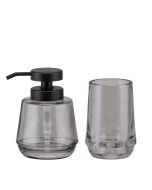 Mood grey set δοχείο κρεμοσάπουνου 380 ml & ποτήρι οδοντόβουρτσας Sealskin 800053
