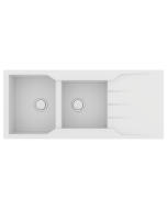 Νεροχύτης Κουζίνας Γρανίτης 116x50cm Ένθετος Eρμάριο 80cm 2 Γούρνες & Ποδιά Sanitec Ultra Granite 801-30-Bianco