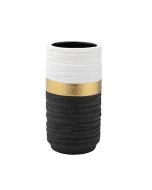 ΒΑΖΟ ΚΕΡΑΜΙΚΟ ΜΑΥΡΟ - ΛΕΥΚΟ - ΧΡΥΣΟ 12x12x23cm Eurolamp 819-01865