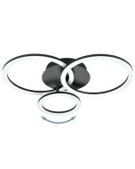 Μεταλλική Πλαφονιέρα Οροφής Μαύρη L54xH9,3cm Led 3000-6500K 4300lm Εφαρμογή-Τηλεχειριστήριο Eglo Parrapos-Z 900321