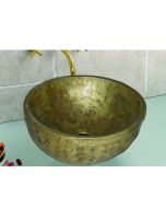 Νιπτήρας Επιτραπέζιος Χειροποίητος Ø37*15,5 εκ. Ορείχαλκος Travertino "ΘΕΩΝ" 90079