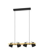 Κρεμαστό Φωτιστικό Ράγα Εφαρμογή-Τηλεχειριστήριο L78xH118cm Μαύρο-Ξύλο Led 2700-6500K 550lm Eglo Hornwood-Z 900883