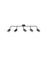 ΣΠΟΤ ΜΕΤΑΛΛΟ 5ΦΩΤΟ 5XGU10 Max 7W 800X230mm ΜΑΥΡΟ ARTE ILLUMINA OLYMP Eurolamp 145-25225