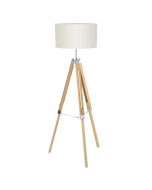 Φωτιστικό Δαπέδου Τρίποδο  Ø975xØ450xH1060-1430mm Μονόφωτο 1xE27 Μέταλλο-Ξύλο-Ύφασμα Μπεζ  Eglo Lantada 94324