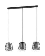 Κρεμαστό Φωτιστικό Τρίφωτο Ράγα Τρίφωτη 89cm 3xE27 Μέταλλο Μαύρο Eglo Floresta 99706