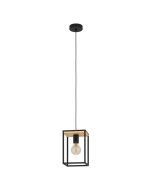 Φωτιστικό Κρεμαστό Μονόφωτο L180xΒ180xH240mm 1xΕ27 Μαύρο-Ξύλο Eglo Libertad  99795