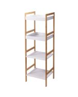 Ραφιέρα Μπάνιου με 4 Ράφια από Bamboo & MDF Natural/White 36x33x110cm MRShome  DF-0011000