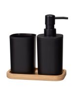 Σετ Μπάνιου από PP 3 Τεμαχίων Black/Natural MRShome DF-0068000