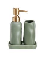 Σετ Μπάνιου Stoneware 3 Τεμαχίων Green 5635U MRShome DF-0093003