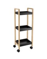 Ραφιέρα Bamboo/MDF με 3 Ράφια Φυσική/Μαύρη με Ροδάκια 28.5x21x79cm MRShome DS-1139000