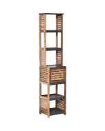 Έπιπλο MDF/Ακακία με 1 Ντουλαπάκι και 5 Ράφια Αποθήκευσης Γκρι/Καφέ 38.5x30x170cm MRShome DS-1178000