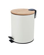 Κάδος Απορριμμάτων Οβάλ 5L Soft Close Μεταλλικός Ivory με Μπαμπού Καπάκι MRShome DS-8934B07