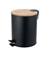 Κάδος Απορριμμάτων Οβάλ 5L Soft Close Μεταλλικός Μαύρος με Μπαμπού Καπάκι MRShome DS-8938B06