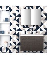 Orabella Mood 80 με δύο Πόρτες - Κρεμαστό Έπιπλο Μπάνιου με πορσελάνινο νιπτήρα Tecla και καθρέπτη ντουλάπι F60160-70136-70105-60160