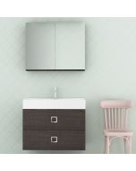 Orabella Touch 81 με δύο Πόρτες - Κρεμαστό Έπιπλο Μπάνιου με πορσελάνινο νιπτήρα Tecla και καθρέπτη με εταζέρα και ντουλάπι F60167-70151-70111-70115-60167