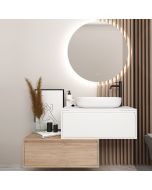 Orabella Drawer asymmetrical 100 - Κρεμαστό Έπιπλο Μπάνιου με μαύρη ματ επικάλυψη και βάση από μαύρο MDF super matt με συρτάρι από μελαμίνη δικής σας επιλογής (χωρίς καθρέπτη και νιπτήρα) F70216-70217,W-100