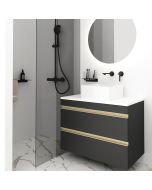 Orabella Vision 80 - Κρεμαστό Έπιπλο Μπάνιου με λευκή ματ επικάλυψη και βάση με συρτάρια από MDF super matt δικής σας επιλογής (χωρίς καθρέπτη και νιπτήρα) F70238-70239,W-80