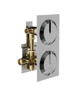 Horus Nouvelle Vague “part of Contemporary Collection - Complete Thermostatic Mixing Valve with 1 Shut Off / Diverter Control 2 Outlets - Metal Gun 40.580-CF