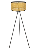 Επιδαπέδιο Φωτιστικό 45x147cm 1xE27 Μεταλλικός Τρίποδας Ψάθινο Καπέλο Etoile LM-417