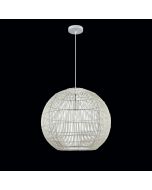 Φωτιστικό Κρεμαστό 48cm Ράταν Λευκό Μονόφωτο 1xE27 Sun Light NARES-48-W