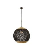 Φωτιστικό Κρεμαστό Μονόφωτο 61cm 1xE27 Paper Rope Μαύρο-Φυσικό Sun Light PALLA-B