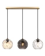 Φωτιστικό Κρεμαστό L65xH120cm Τρίφωτο 3xE27Χειροποίητο Γυαλί-Μέταλλο Οξυντέ Sun Light PARLIA-3S-BR